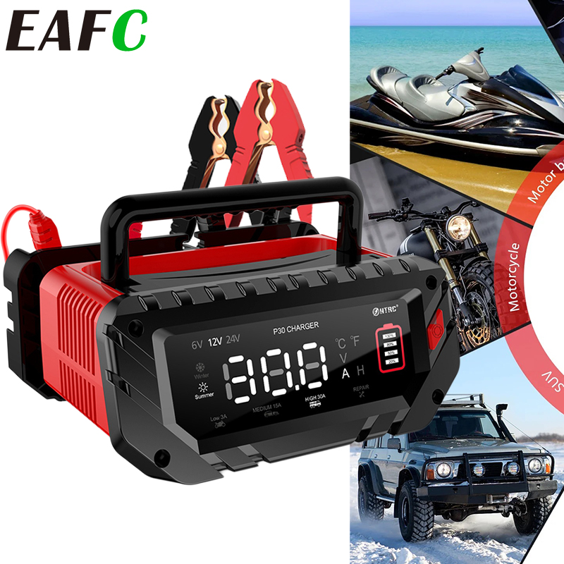 Lifepo4 Battery Charger Smart Automatic - เครื่องชาร์จแบตเตอรี่รถยนต์ระบบอัตโนมัติ30A eafc 12V/24V การซ่อมพัลส์สำหรับตะกั่วกรดเครื่องชาร์จแบตเตอรี่ลิเธียม LiFePo4เจลจากตะกั่วกรด