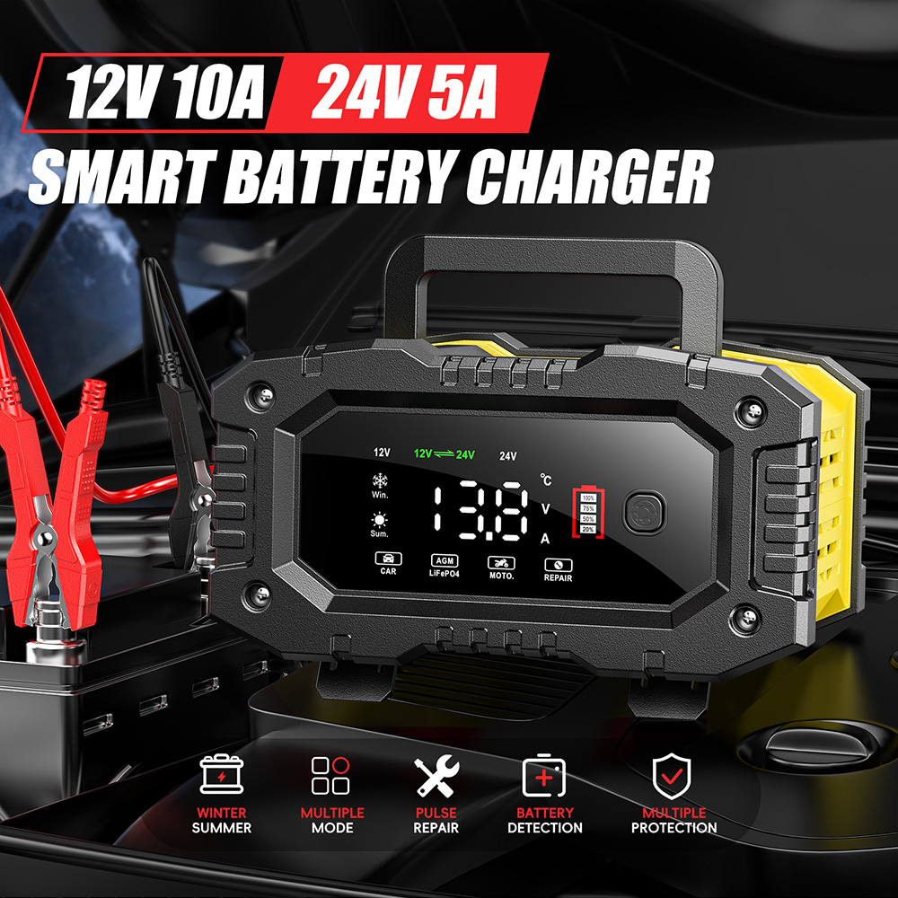 Lifepo4 Battery Charger Smart Automatic - เครื่องชาร์จแบตเตอรี่รถยนต์ มอเตอร์ไซค์ รถบรรทุก FOXSUR 12V 24V
