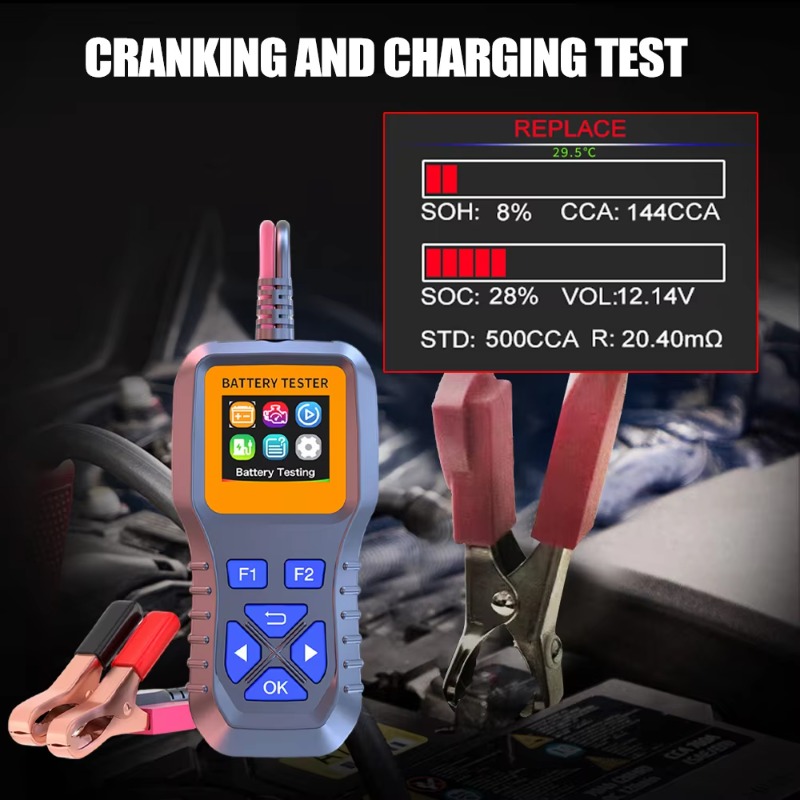 Alternator Tester Digital Diagnostic Tool - เครื่องทดสอบแบตเตอรี่รถยนต์ K1S 12V เครื่องวัดกระแสไฟจากไดชาร์จแบบดิจิทัล เครื่องมือวินิจฉัย วิเคราะห์การชาร์จและการสตาร์ท