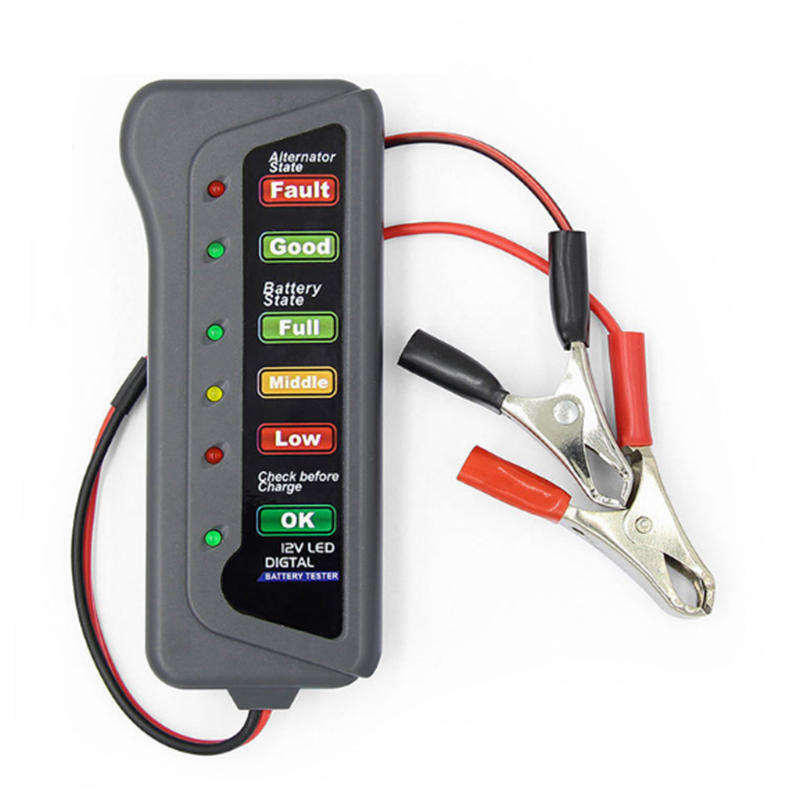 Alternator Tester Digital Diagnostic Tool - เครื่องทดสอบแบตเตอรี่รถยนต์12V เครื่องกำเนิดไฟฟ้ากระแสสลับดิจิตอลไฟ LED 6แสดงเครื่องมือวินิจฉัย
