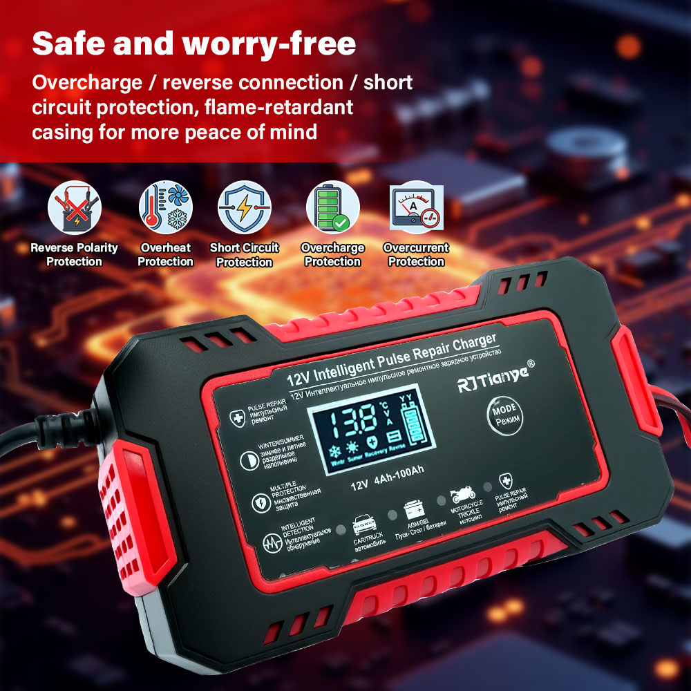 Smart Car Battery Charger 12V 24V 20A - เครื่องชาร์จแบตเตอรี่รถยนต์/มอเตอร์ไซค์ 20A/10A 12V/24V เครื่องชาร์จอัจฉริยะ สำหรับแบตเตอรี่ลิเธียม AGM