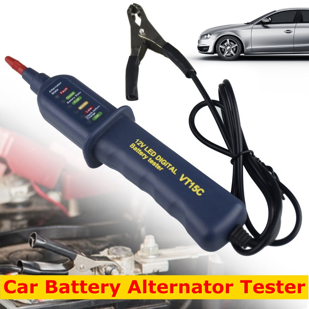 Alternator Tester Digital Diagnostic Tool - MINI 12V รถเครื่องทดสอบแบตเตอรี่เครื่องทดสอบกระแสสลับดิจิตอล 6 ไฟ LED