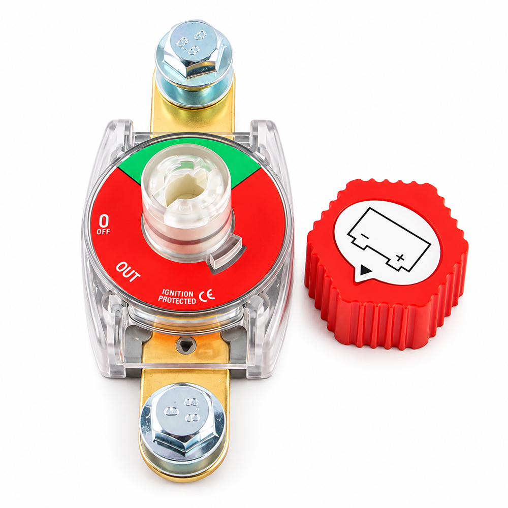 Battery Disconnect Switch Master Cut Off - สวิตช์ตัดการเชื่อมต่อแบตเตอรี่แบบเสาด้านบน 275A 12-48V กันน้ำ ปิดผนึก กระแสสูง