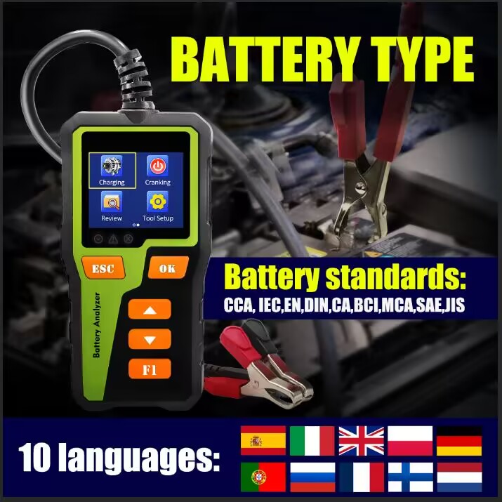 Car Battery Load Tester Digital Cranking - เครื่องทดสอบแบตเตอรี่รถยนต์ 12V เครื่องวิเคราะห์แบตเตอรี่แบบดิจิตอล CCA เครื่องทดสอบโหลด ชาร์จ
