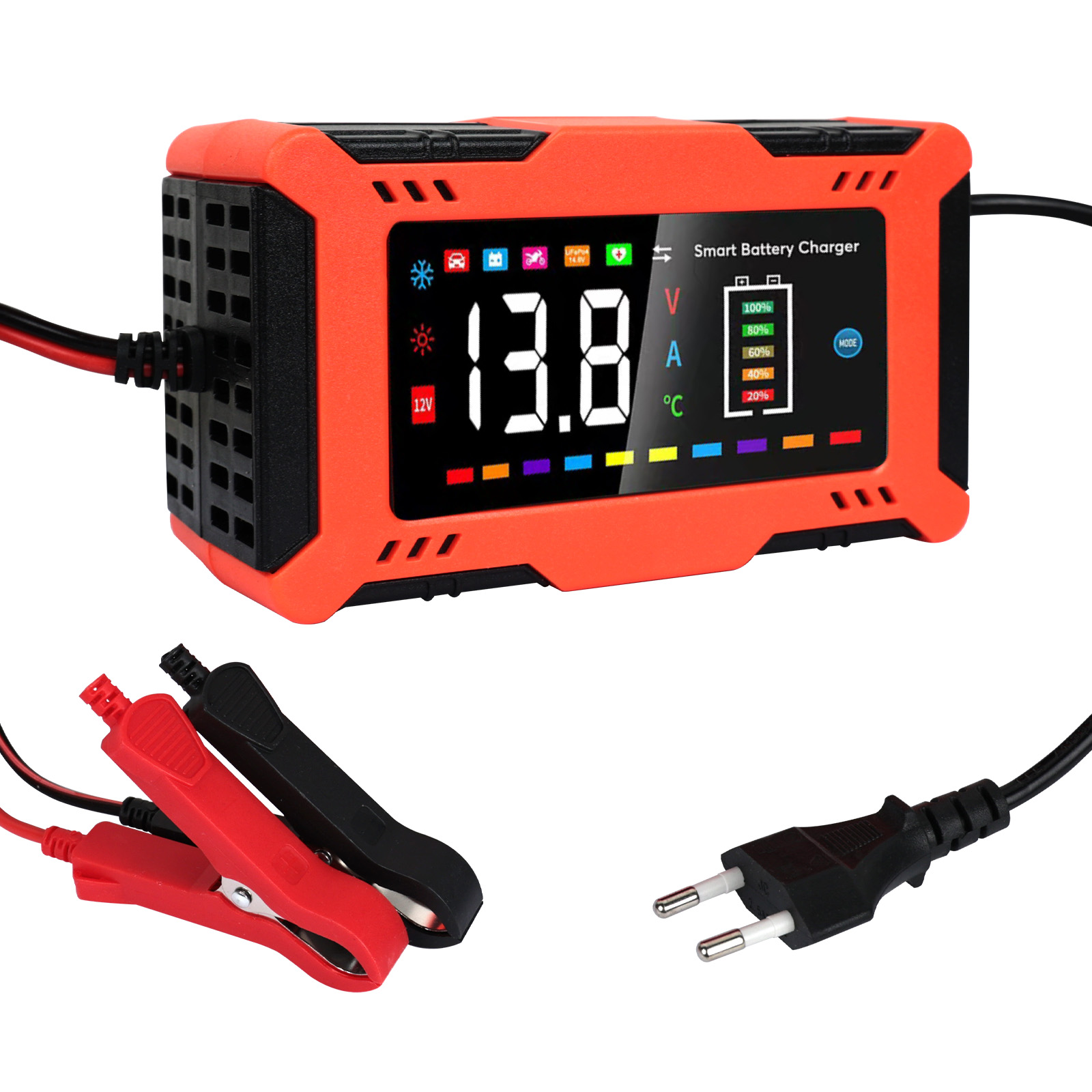 Lifepo4 Battery Charger Smart Automatic - เครื่องชาร์จแบตเตอรี่รถยนต์อัจฉริยะ 12V 6A ระบบชาร์จอัตโนมัติ 9 ขั้นตอน