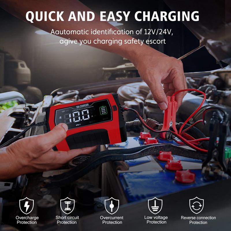เครื่องชาร์จอัตโนมัติ 10A สำหร - Lifepo4 Battery Charger Smart Automatic บทวิจารณ์และราคา