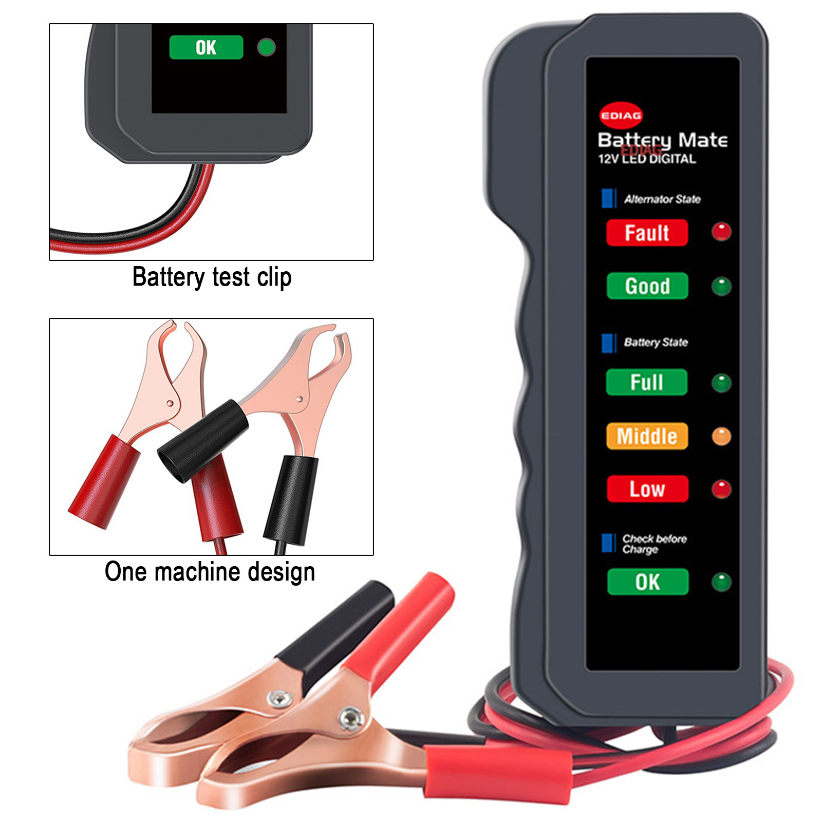 Mini 12V รถเครื่องทดสอบแบตเตอร - Alternator Tester Digital Diagnostic Tool บทวิจารณ์และราคา