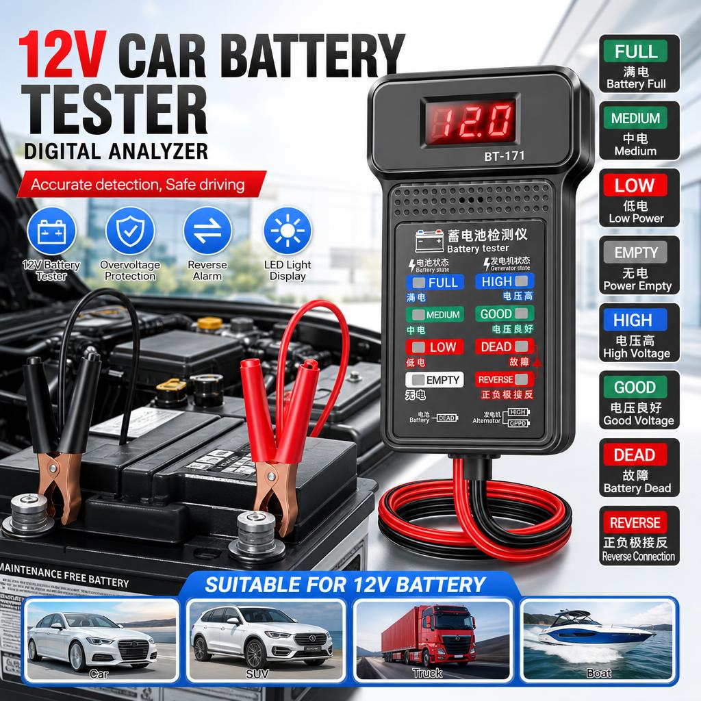 เครื่องทดสอบแบตเตอรี่รถยนต์ 12 - Car Battery Load Tester Digital Cranking บทวิจารณ์และราคา