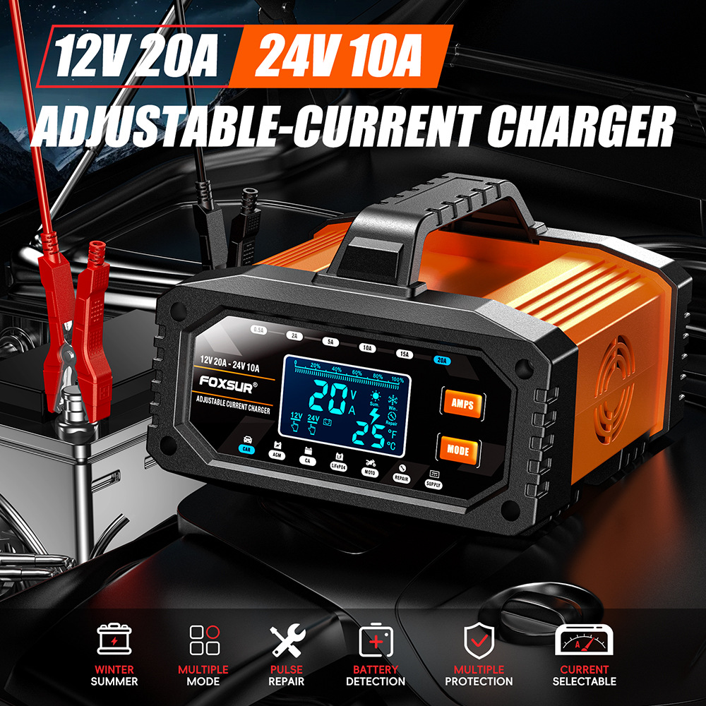 เครื่องชาร์จแบตเตอรี่รถยนต์ AT - Smart Car Battery Charger 12V 24V 20A บทวิจารณ์และราคา