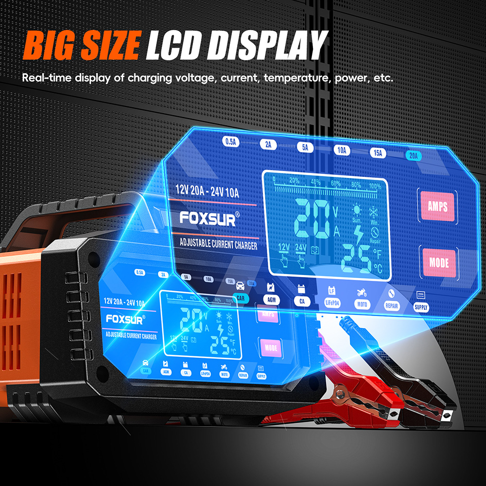 เครื่องชาร์จแบตเตอรี่รถยนต์ AT - Smart Car Battery Charger 12V 24V 20A บทวิจารณ์และราคา