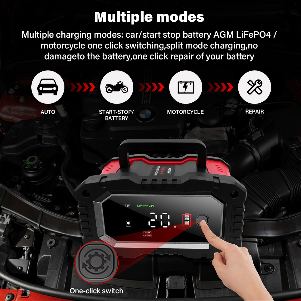 เครื่องชาร์จแบตเตอรี่รถยนต์/มอ - Smart Car Battery Charger 12V 24V 20A บทวิจารณ์และราคา