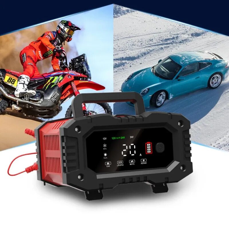 เครื่องชาร์จแบตเตอรี่รถจักรยาน - Smart Car Battery Charger 12V 24V 20A บทวิจารณ์และราคา