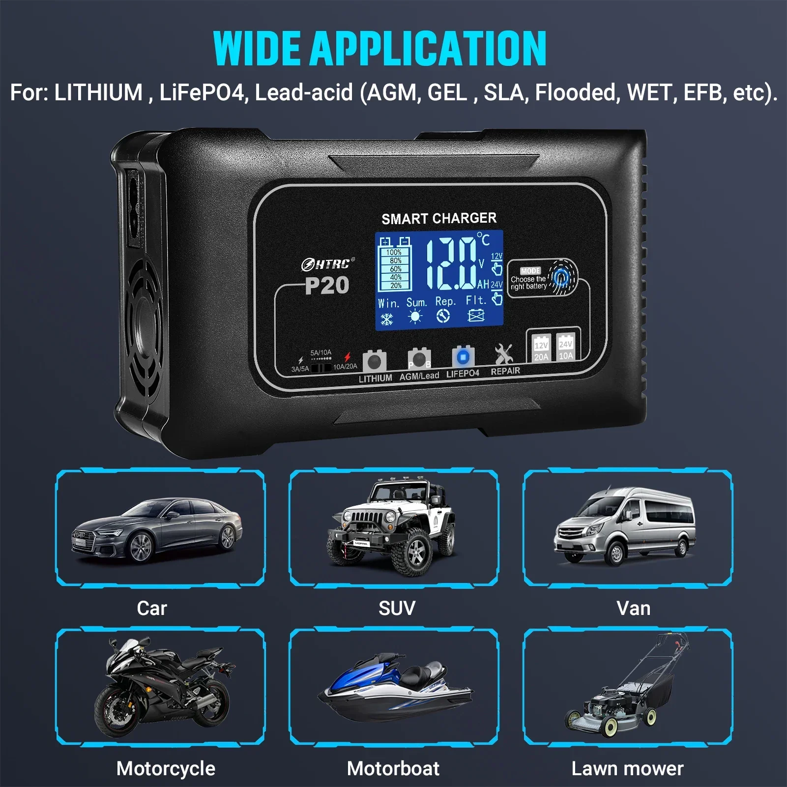 เครื่องชาร์จแบตเตอรี่อัจฉริยะ  - Lead Acid Battery Pulse Repair Desulfator บทวิจารณ์และราคา