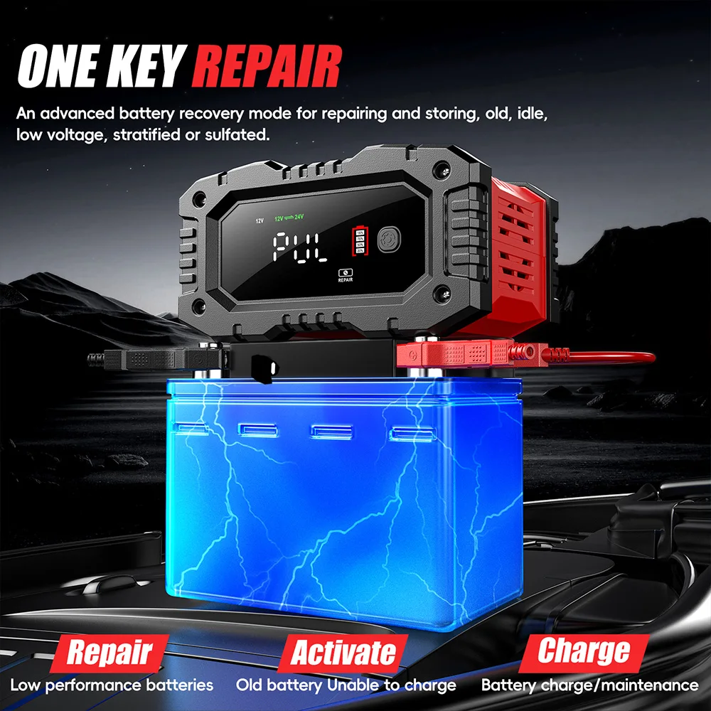 เครื่องชาร์จแบตเตอรี่รถยนต์และ - Smart Car Battery Charger 12V 24V 20A บทวิจารณ์และราคา