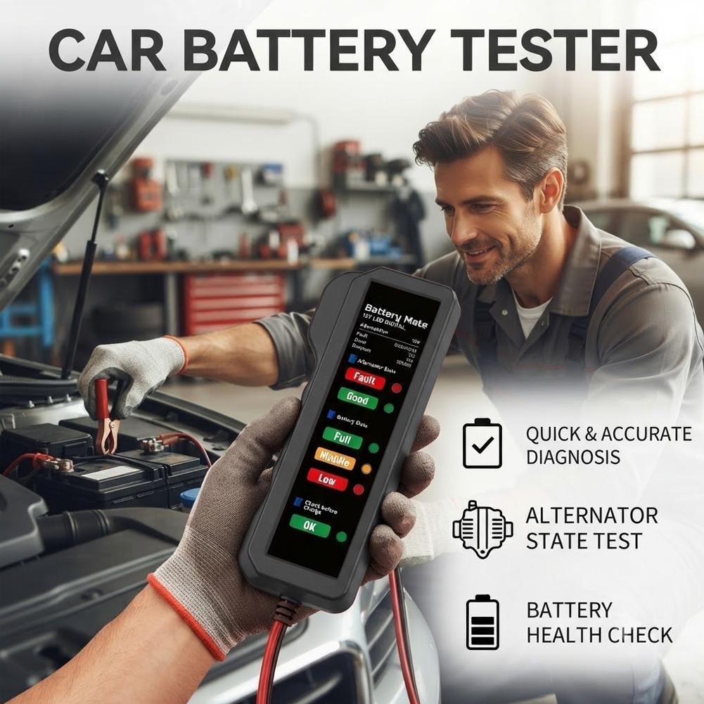 เครื่องทดสอบแบตเตอรี่รถยนต์ 12 - Alternator Tester Digital Diagnostic Tool บทวิจารณ์และราคา
